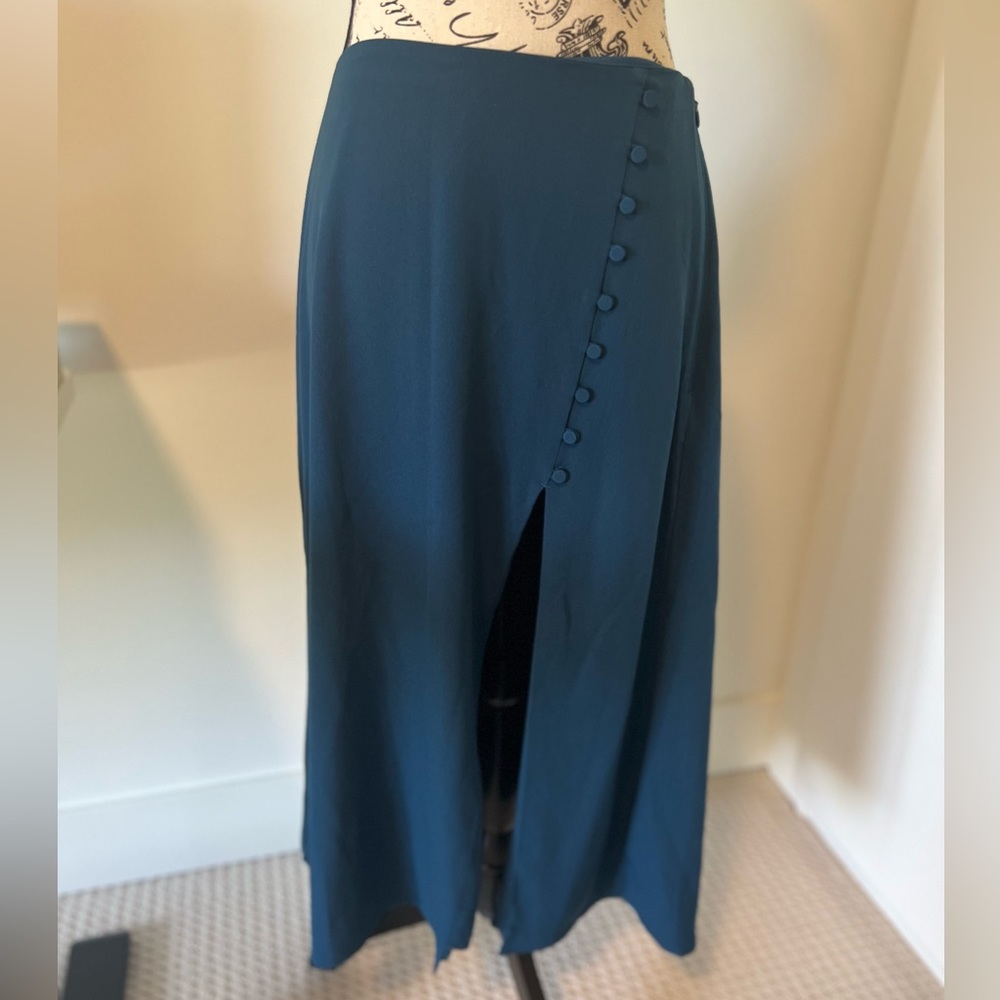 Abercrombie & Fitch Teal Midi Skirt with Side Buttons